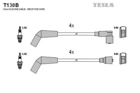 TESLA TECHNICS T138B Комплект проводов Land Rover Freelander 1.8-2.5i 98-07