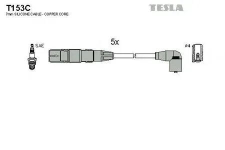TESLA TECHNICS T153C Комплект проводов VW Golf Bora 2.3 V5 97-00