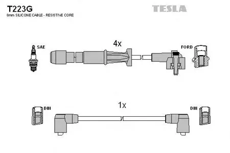 TESLA TECHNICS T223G Комплект проводов Ford Scorpio Transit 2.02.3i 91-00