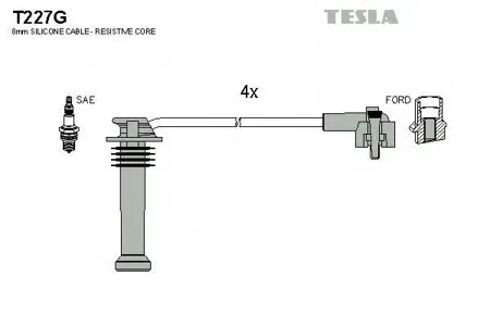 TESLA TECHNICS T227G Комплект проводов Ford Escort Mondeo 1.6-2.0i 92-00