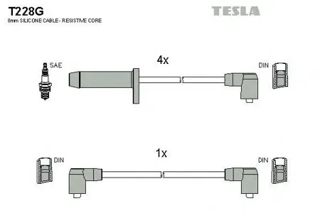 TESLA TECHNICS T228G Комплект проводов Ford ScorpioSierra 2.0i 85-94