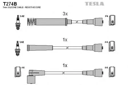 TESLA TECHNICS T274B комплект проводов Opel Astra Vectra 1.82.0 89-98