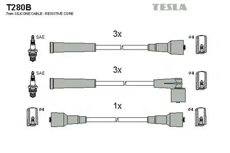 TESLA TECHNICS T280B Комплект проводов Opel Omega ASenator B 2.6 90-94