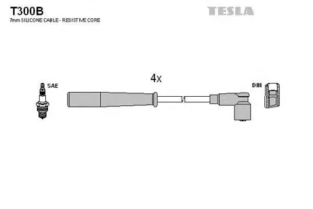 TESLA TECHNICS T300B Высоковольтные провода комплект Mazda Demio 1.3L 16V 08.1998 - 07.2003