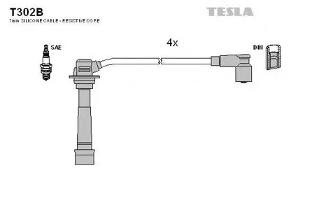 TESLA TECHNICS T302B Комплект проводов Mazda Xedos 6 1.6i 16V 93>