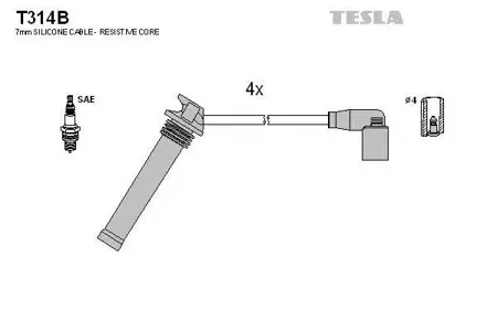 TESLA TECHNICS T314B Комплект проводов Chery Fora, Tiggo 1.82.0