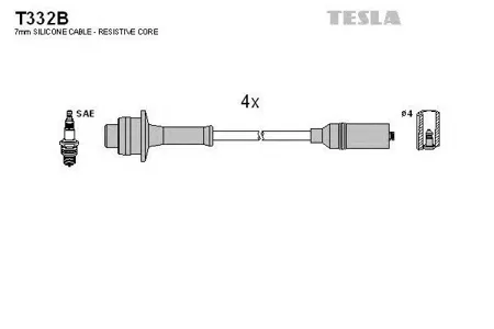 TESLA TECHNICS T332B к-кт проводов высоковольтных Great Wall 491 QE Евро-3 2.2