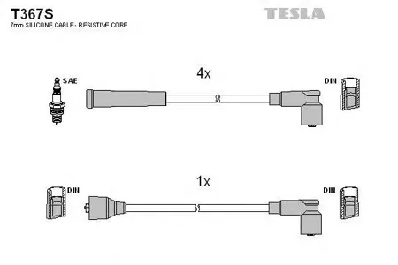 TESLA TECHNICS T367S Высоковольтные провода комплект TESLA ЗАЗ 1102 Silicone