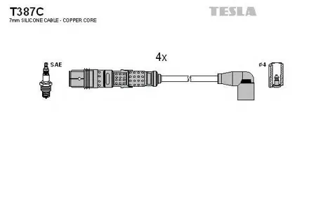 TESLA TECHNICS T387C Комплект проводов Seat Cordoba Ibiza , VW Fox 1.41.5i 03>