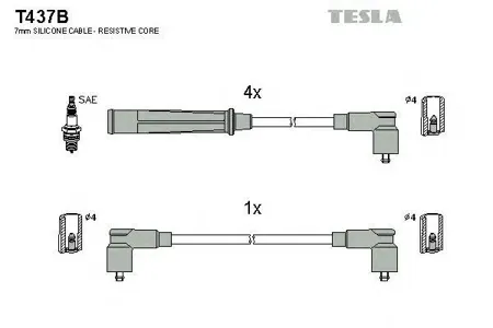 TESLA TECHNICS T437B Комплект проводов BMW E21E30E28 1.5-1.8 M10 80-88