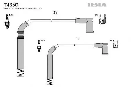 TESLA TECHNICS T465G Комплект проводов Ford Fiesta Ka 1.31.6i 96>