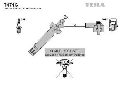 TESLA TECHNICS T471G Комплект проводов Ford Galaxy 2.3 16V 97>Scorpio 2.3i 16V 96-98