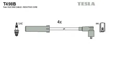 TESLA TECHNICS T498B Комплект проводов Peugeot 405406, Citroen Xantia 2.0i 93-04