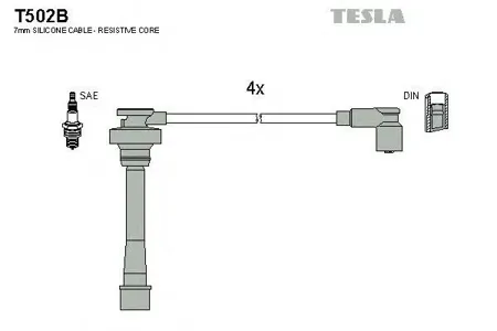 TESLA TECHNICS T502B Комплект проводов Mitsubishi Galant Lancer 1.6-2.0i 92-03