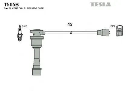 TESLA TECHNICS T505B Комплект проводов Mitsubishi Colt Lancer 1.8GTi 16V 92-96