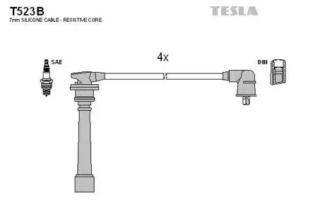 TESLA TECHNICS T523B Комплект проводов Hyundai Accent Elantra Getz Matrix 1.4-1.6i 94>