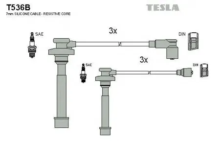 TESLA TECHNICS T536B Комплект проводов Mitsubishi Pajero 3.0i 12V24V 91>