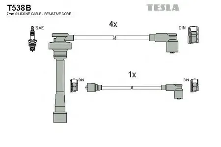 TESLA TECHNICS T538B Комплект проводов Mitsubishi Colt 1.21.31.5 <92