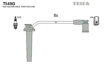 TESLA TECHNICS T549G Комплект проводов лев. Ford Mondeo 2.5i 24V 00-07