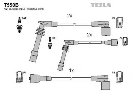 TESLA TECHNICS T558B Комплект проводов Opel Astra 1.62.0i 91-98