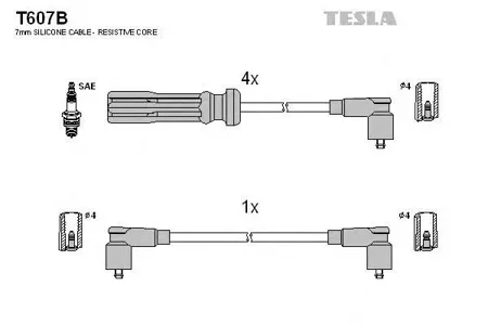 TESLA TECHNICS T607B Комплект проводов Volvo 740760940 2.02.3i 84-94