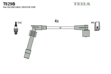 TESLA TECHNICS T629B Комплект проводов Opel Astra Vectra 1.2-1.6i 92-05