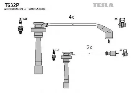 TESLA TECHNICS T632P Комплект проводов Mitsubishi Pajero Pajero Sport 3.03.5i 94>