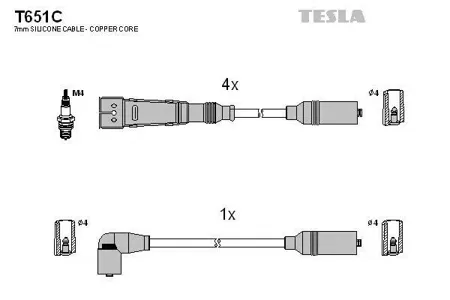 TESLA TECHNICS T651C Комплект проводов VW Golf Polo , Seat Cordoba Ibiza 1.82.0i 88-02