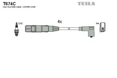 TESLA TECHNICS T674C Комплект проводов Audi A3A4, VW Bora Golf Polo 1.6i 95>