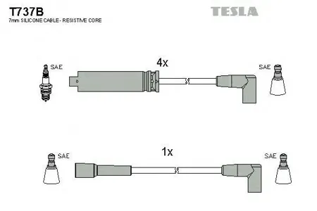 TESLA TECHNICS T737B Высоковольтные провода комплект Daewoo Espero 1.82.0L 10.1991 - 06.1999