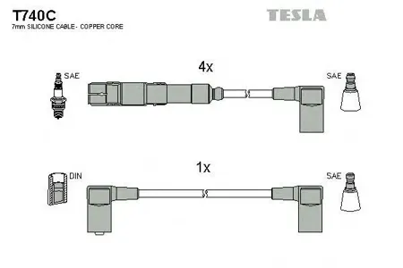 TESLA TECHNICS T740C Высоковольтные провода комплект MB W123124201 M102 1980 - 1993