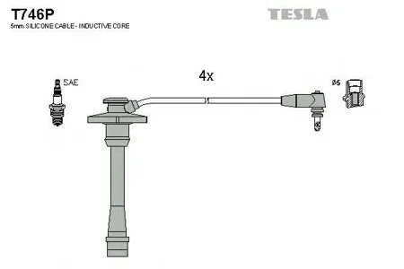 TESLA TECHNICS T746P Высоковольтные провода комплект Toyota Carina E, Avensis , Corolla 1.6L 1992 - 2000