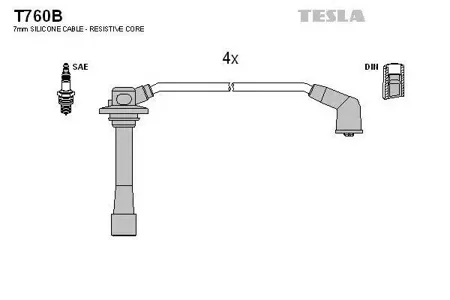 TESLA TECHNICS T760B Комплект проводов Mazda 626 1.82.0i 91-97