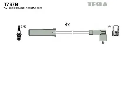 TESLA TECHNICS T767B Комплект проводов Renault Clio Kangoo Twingo 1.11.2i 96>