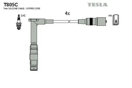 TESLA TECHNICS T805C Комплект проводов MB W124W210 1.82.02.3 M111.920940960 92>