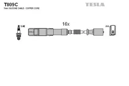 TESLA TECHNICS T809C Комплект проводов MB C208A208W210W211W163W220 4.3-5.4 98>