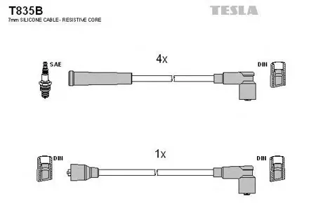 TESLA TECHNICS T835B Провода высоковольтные, комплект Honda Civic III 1.5L  1983 - 1987