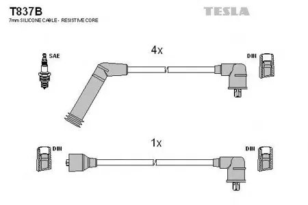 TESLA TECHNICS T837B Высоковольтные провода комплект