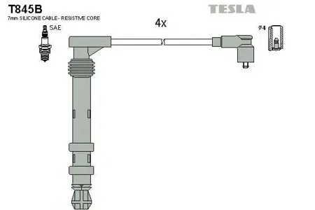 TESLA TECHNICS T845B Комплект проводов Fiat Brava MareaPalio 1.6i 95>