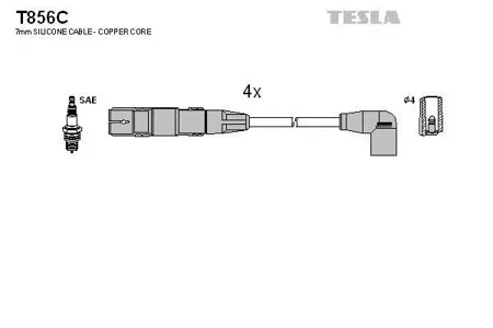 TESLA TECHNICS T856C Комплект проводов VW Golf Bora 2.0i 98>