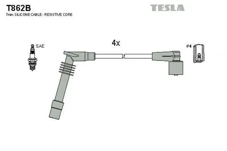 TESLA TECHNICS T862B Комплект проводов Opel Omega Vectra 2.0i 94-02