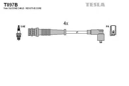 TESLA TECHNICS T897B Комплект проводов Fiat Brava Marea 1.4i 95>