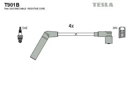 TESLA TECHNICS T901B Комплект проводов Mitsubishi Colt Lancer 1.31.5i 86-05
