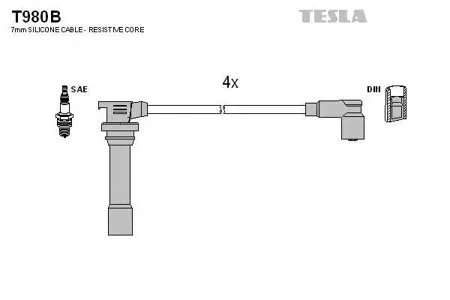 TESLA TECHNICS T980B Высоковольтные провода комплект Mazda 323 (BA) 1.5L 16V 07.1994 - 09.1998