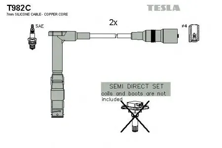 TESLA TECHNICS T982C Высоковольтные провода комплект (2- провода) MB W202210 1.8 - 2.3L 1993 - 2000