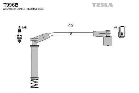 TESLA TECHNICS T996B Комплект проводов Opel Astra Vectra Corsa 1.2-1.6i 91-00