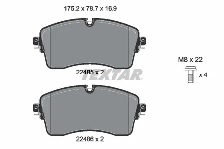 TEXTAR 2248501 Колодки торм.передние Land Rover Range Rover Sport (2013>), Land Rover Range Rover IV (2013>)