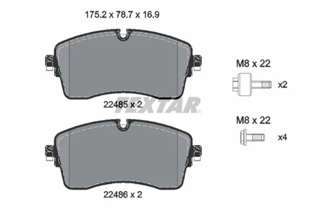 TEXTAR 2248505 Колодки торм.передние Land Rover Range Rover Sport (2013>), Land Rover Range Rover IV (2013>)