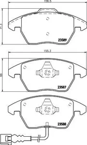 TEXTAR 2358701 Колодки торм.передние диск 15'16' Audi A3, VW Golf V 1.4-2.0TD 03>