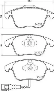TEXTAR 2433301 Колодки торм.передние VW Tiguan 1.4-2.0 07=>